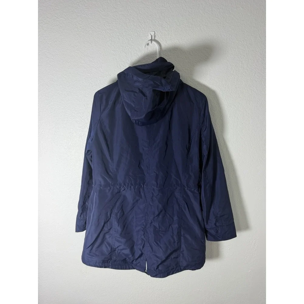 Michael Kors Hooded Utility Anorak Rain Jacket Navy Blue Women's Large